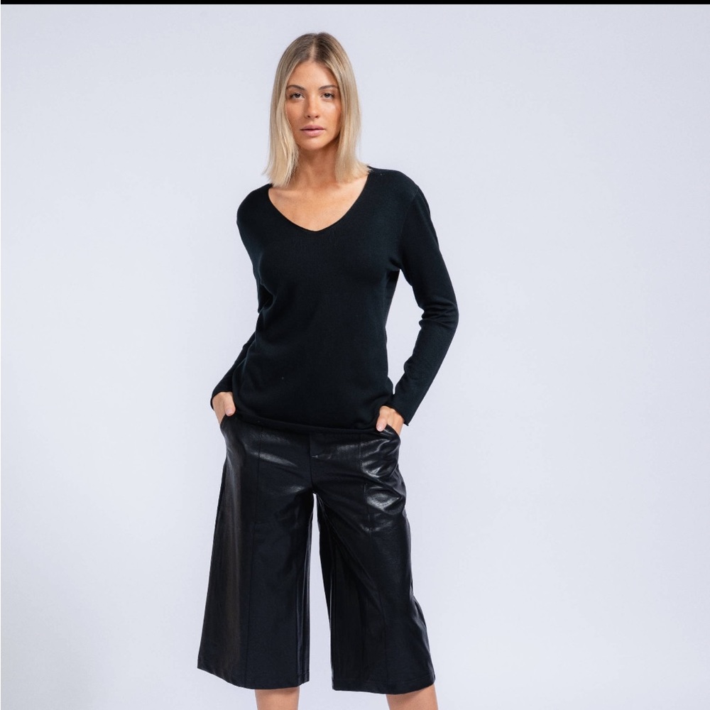 PU leather culottes pants